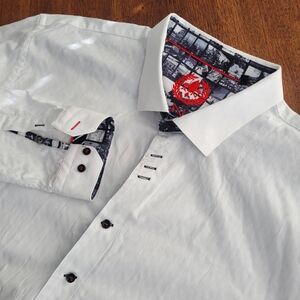 Au Noir Bardelli Men's Flip Cuff Button Up Dress Shirt Size 9